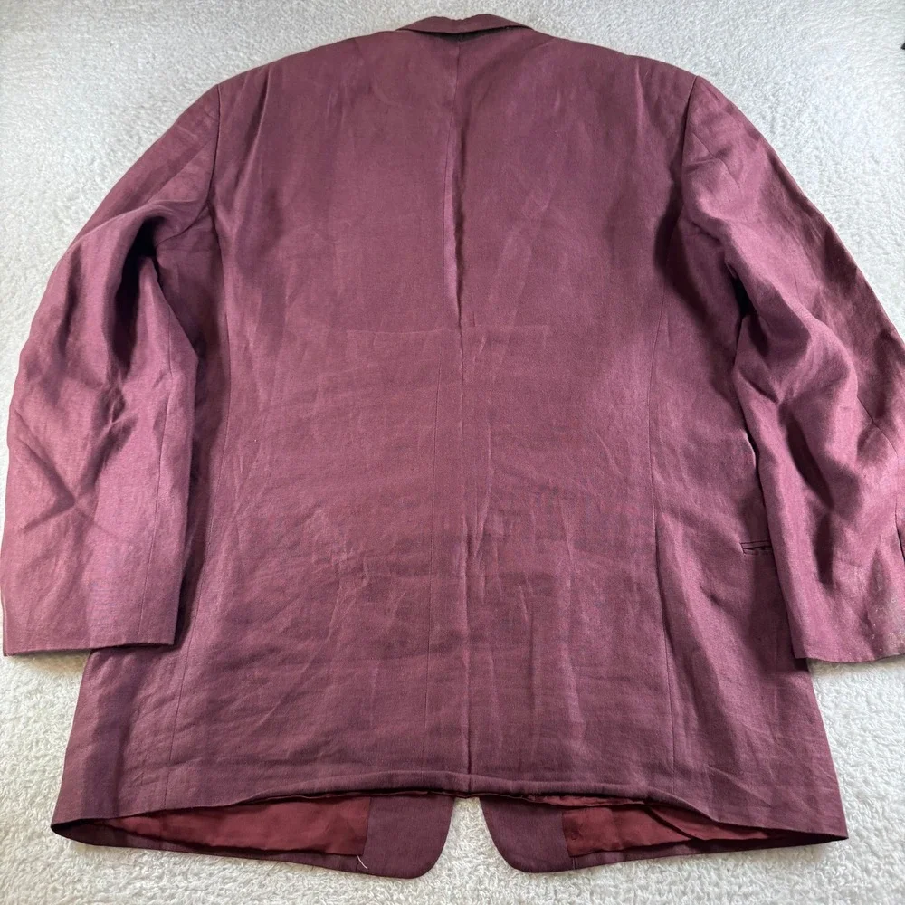 Giorgio Armani Blazer Mens 44 Burgundy Red Linen Sport Coat Made in Italy READ